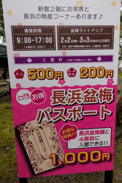 長浜盆梅パスポート。最大5施設に1,000円で入館できる超お得なパスポートです。